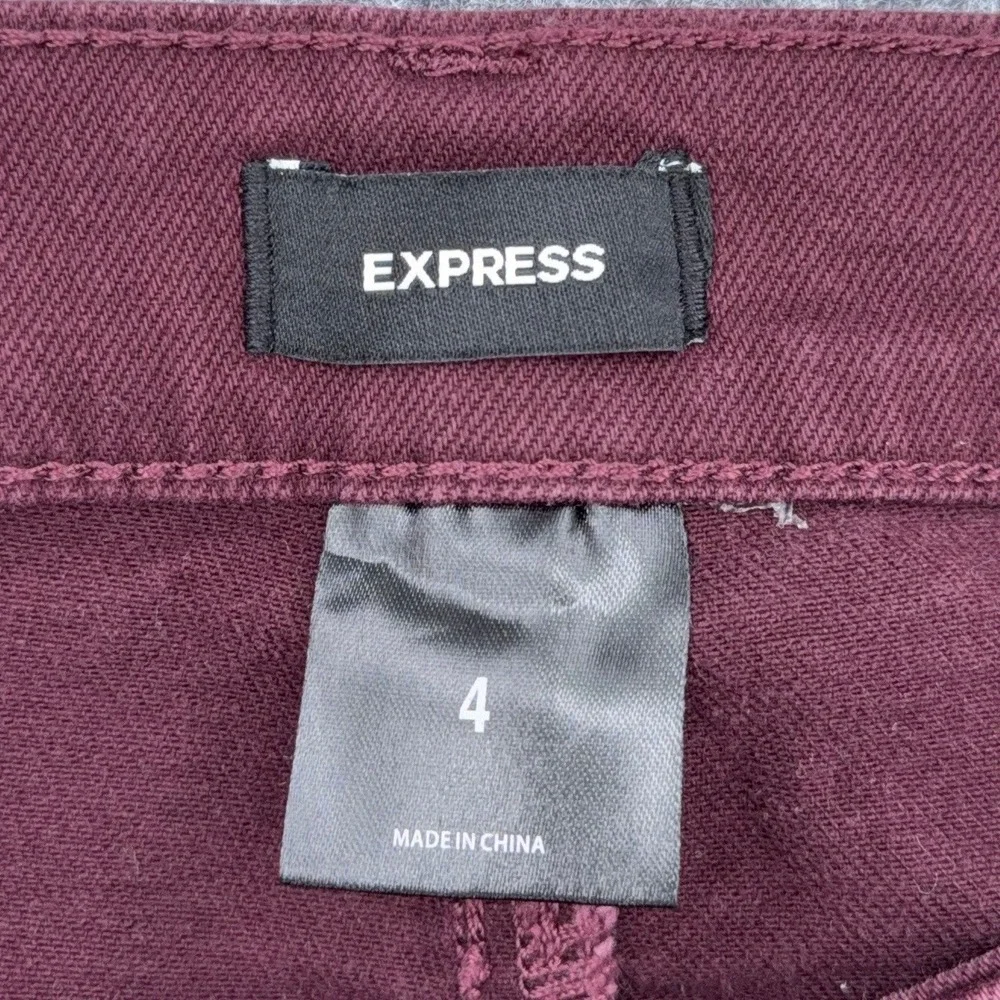 Express Bootcut Pants Womens 4 Cotton Spandex Burgundy Jeans